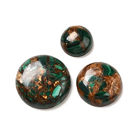 Assembled Synthetic Bronzite and Malachite Cabochons, Half Round/Dome