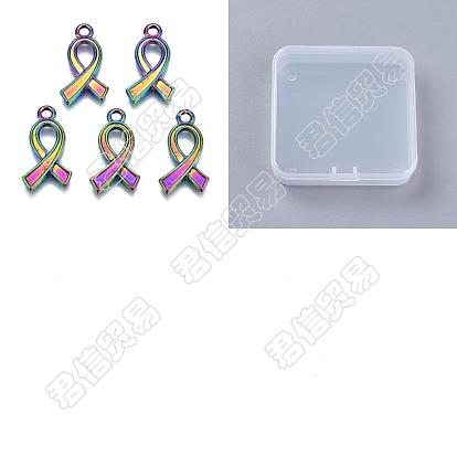 Pandahall Elite 40Pcs Alloy Pendants Enamel Settings, Cadmium Free & Nickel Free & Lead Free, Awareness Ribbon