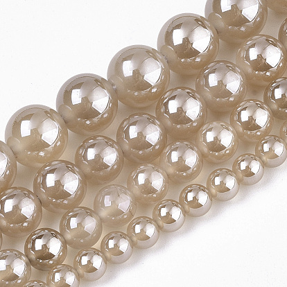 Teñidos ágata hebras naturales, cuentas de perlas de imitación, rondo