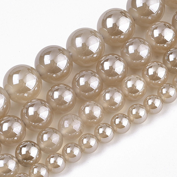 Teñidos ágata hebras naturales, cuentas de perlas de imitación, rondo