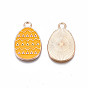 Alloy Enamel Pendants, Light Gold, Cadmium Free & Lead Free, Easter Egg Shape with Triangle