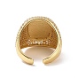 Glass Oval Open Cuff Ring with Clear Cubic Zirconia, Brass Thick Ring for Women, Cadmium Free & Nickel Free & Lead Free