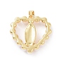 Brass with ABS Plastic Imitation Pearl Pendants, Heart with Virgin Mary Charm