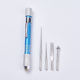 Hole Reamer Burr Jewelry  Woodworking Tools, Manual Tool, 4pcs Diamond Coated Bead Reamer Head + Holder For DIY Jewelry Making