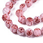 Brins de perles en verre de millefiori faites à la main, ronde avec motif de fleurs