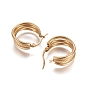 304 Stainless Steel Triple Hoop Earrings, Hypoallergenic Earrings, Multi-Layer Earrings, Textured, Ring
