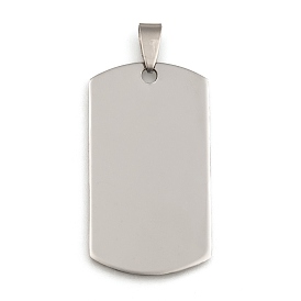 201 Stainless Steel Rounded Rectangle Stamping Blank Tag Pendants, for Necklace Men Jewelry Making, with Snap on Bails