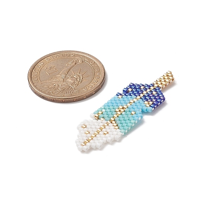 3pcs 3 perles de rocaille japonaises miyuki faites à la main de couleur, Motif métier, plume