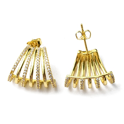 Crystal Rhinestone Claw Stud Earrings, Rack Plating Brass Jewelry, Lead Free & Cadmium Free