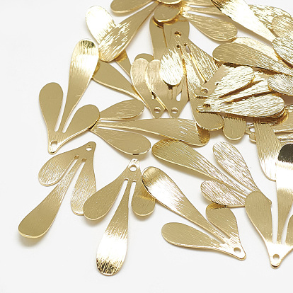 Brass Pendants, Leaf, Real 18K Gold Plated