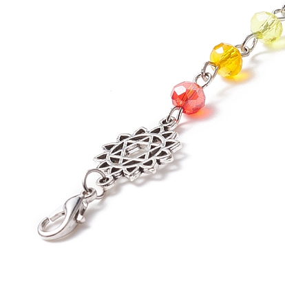 Chakra Theme Sun Catcher Pendant Decorations, Electroplate Glass & Zinc Alloy Lobster Claw Clasps, Mixed Shapes