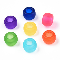 Transparent Plastic Beads, Frosted, Barrel