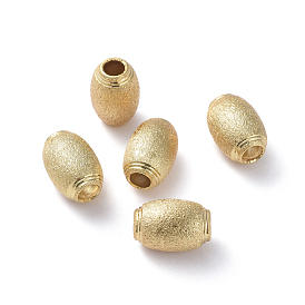 Textured Brass Beads, Long-Lasting Plated, Real 18K Gold Plated, Barrel