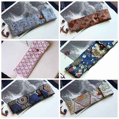 Bolsas de regalo de joyería de tela de estilo chino rectangular para pendientes, Esposas, embalaje de collares, patrón de flores