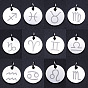 201 Stainless Steel Charms, Twelve Constellations, with Jump Rings, Flat Round