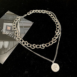 Retro-übertriebene klobige Halskette – doppellagiges Hip-Hop-Halsband für Frauen.