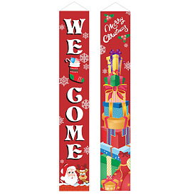 Polyester Hanging Sign for Home Office Front Door Porch Welcome Christmas Decorations, Rectangle with Word Welcome