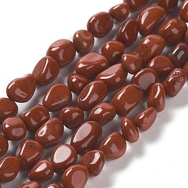 Rouge naturel perles de jaspe brins, nuggets