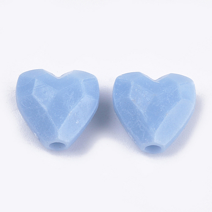 Opaque Acrylic Beads, Faceted, Heart
