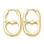 Rack Plating Brass Oval with Heart Hoop Earrings, Lead Free & Cadmium Free