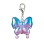 4Pcs Acrylic Butterfly Pendant Decorations, with Zinc Alloy Lobster Claw Clasps