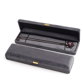 Boîtes de rangement pour colliers en velours rectangle, coffret cadeau à bijoux pour collier, avec clip en fer doré