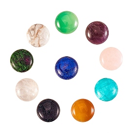 2 Size Natural & Synthetic Gemstone Cabochons, Halt Round