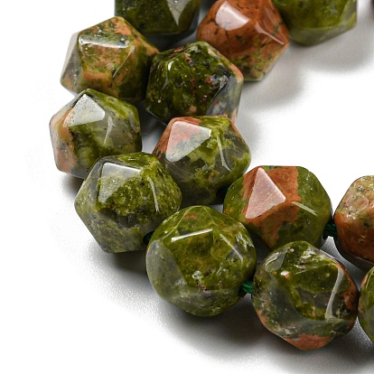 Natural Unakite Beads Strands, Faceted, Polygon