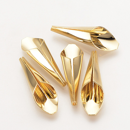 Brass Bead Cones, Nickel Free, Real 18K Gold Plated