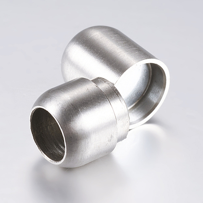 304 Stainless Steel Magnetic Clasps with Glue-in Ends, Frosted, Barrel
