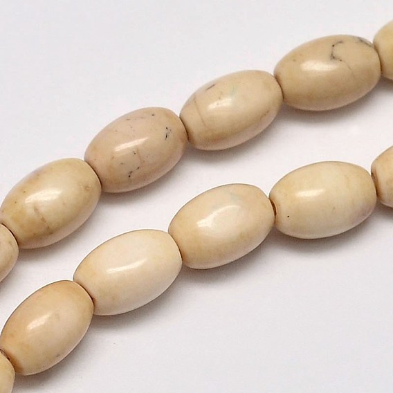 Brins ovales de perles de magnésite naturelle, 7x5mm, Trou: 1mm, Environ 61 pcs/chapelet, 15.7 pouce