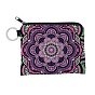 Polyester Handbags, Clutch Bag with Zipper & Keychain, Rectangle with Mandala Flower, Random Buckle Style