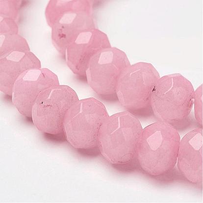 Natural White Jade Beads Strands, Rondelle, Faceted, Dyed