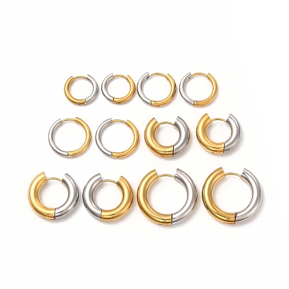 Двухцветные 304 серьги-кольца из нержавеющей стали для женщин