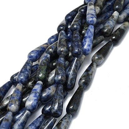 Natural Blue Spot Jasper Beads Strands, Waterdrop