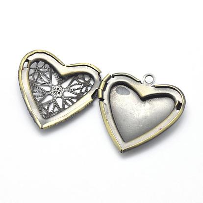 Laiton pendentifs diffuseur médaillon, cadre de photo charmant pour colliers, sans cadmium et sans nickel et sans plomb, cœur