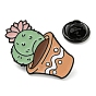 Cactus & Flower Enamel Pins, Black Alloy Brooches for Backpack Clothes