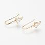 Brass Cubic Zirconia Earring Hooks, Ear Wire, with Vertical Loop, Real 18K Gold Plated