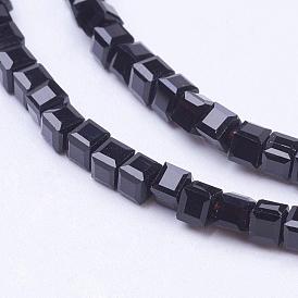 Cube Shaped Crystal Glass Beads Strands, Faceted, 2x2x2mm, Hole: 1mm, about 101pcs/strand, 9 inch 