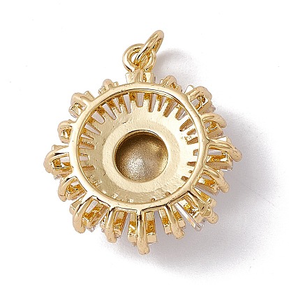 Latón con colgantes de circonio cúbico, real 18 k chapado en oro, con anillo de salto, sin cadmio y níque y plomo, chapado en rack, flor