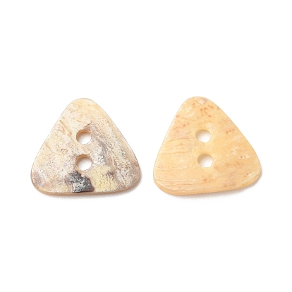 2-Hole Natural Akoya Shell Buttons, Mother of Pearl Shell, Triangle