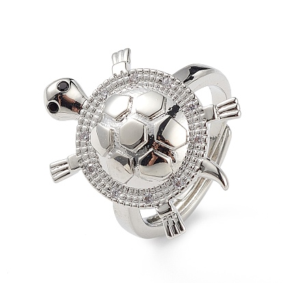 Регулируемое кольцо с кубическим цирконием в виде черепахи, украшения из латуни для женщин, без свинца и без кадмия