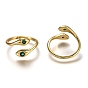 Micro cuivres ouvrent zircone cubique anneaux de manchette, anneaux ouverts, plaqué longue durée, verte