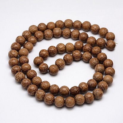 Hebras naturales de perlas de madera de coco, rondo, 11~12x10 mm, agujero: 3 mm, sobre 70 unidades / cadena, 31.4 pulgada