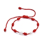 7 bracelets porte-bonheur à nœud, bracelets de perles tressées en nylon réglable, bracelets ficelle rouge, avec perles de culture d'eau douce naturelles de grade b