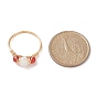 Bagues rondes en perles de pierres précieuses mélangées naturelles, bijoux enveloppés de fil de cuivre doré clair pour femmes