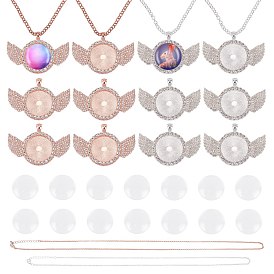 DIY Pendant Necklace Making Kits, with Iron Cable Chain Necklace Makings, Alloy Crystal Rhinestone Pendant Cabochon Setting, Transparent Glass Cabochons