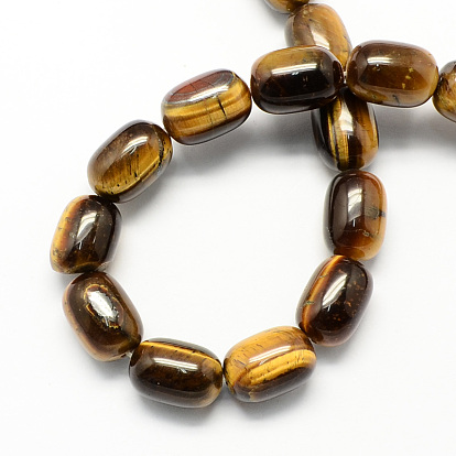 Barrel Shaped Gemstone Natural Tiger Eye Stone Beads Strands, 15x10mm, Hole: 1mm, about 25pcs/strand, 15.3 inch
