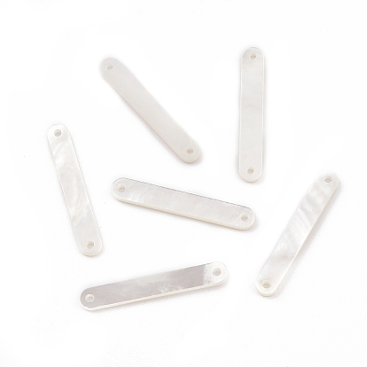 Natural White Shell Connector Charms, Oval Links