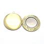 Brass Locket Pendants, Photo Frame Charms for Necklaces, Cadmium Free & Nickel Free & Lead Free, Flat Round